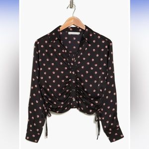 Lush Black Top with Rose Pattern